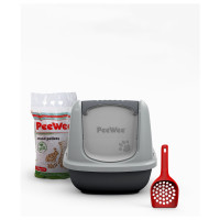 Peewee Startpakket Ecodome - Kattenbak - 66.5x48.5x46.5 cm Antraciet Grijs