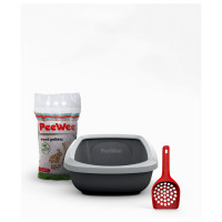 Peewee Startpakket Ecogranda - Kattenbak - 66.5x48.5x28 cm Antraciet Grijs