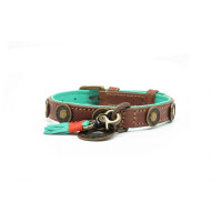 Dwam Halsband Urban - Hondenhalsband - Bruin&Turquoise 19-24x2 Cm
