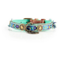 Dwam Halsband Boho Juan - Hondenhalsband - Blauw&Turquoise 27-33x2 Cm