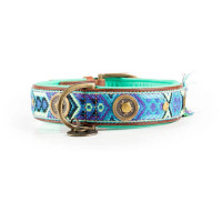 Dwam Halsband Boho Juan - Hondenhalsband - Blauw&Turquoise 47-57x4 Cm