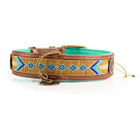 Dwam Halsband Indi Moon Goud&Turquoise - Hondenhalsband - 55-65x4 Cm