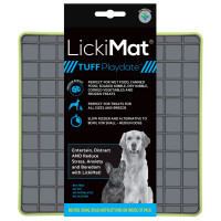 Lickimat Playdate Tuff - Reducerende Stress Voermat 20x20 cm - Hondenvoerbak - Appelgroen&Grijs