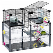 Ferplast Multipla Hamster Crystal - Dierenverblijf - 72.5x37.5x62 cm Zwart