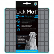 Lickimat Playdate Tuff - Reducerende Stress Voermat 20x20 cm - Hondenvoerbak - Turquoise&Grijs