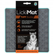 Lickimat Buddy Tuff - Slowfeeder Voermat 20x20 cm - Hondenvoerbak - Turquoise&Grijs