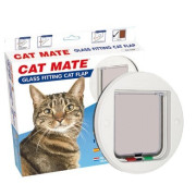 op=op Catmate Kattendeur 210 Glas Wit - 4-voudig afsluitsysteem